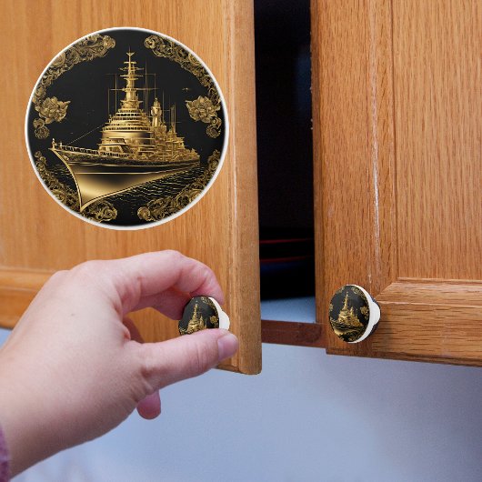 Gold und Schwarze Schlacht Keramikknauf