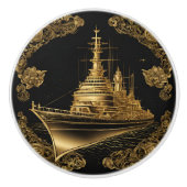 Gold und Schwarze Schlacht Keramikknauf (Vorderseite)