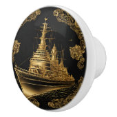 Gold und Schwarze Schlacht Keramikknauf (Rechts)