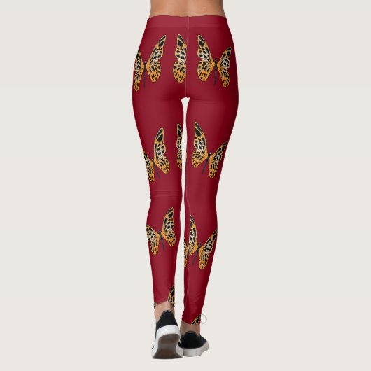 Gold und schwarze Schmetterlinge Leggings (Rückseite)
