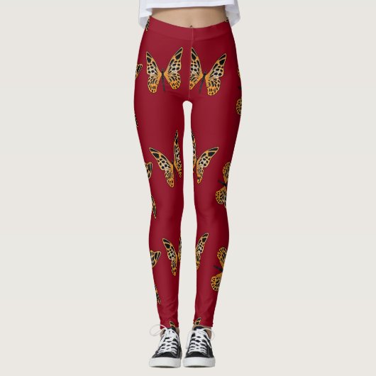 Gold und schwarze Schmetterlinge Leggings (Vorderseite)