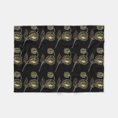 Gold und schwarze Sonnenblumen Naturkunst Muster Fleecedecke (Vorderseite (Horizontal))