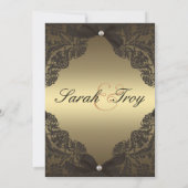 Gold und schwarze Spitzehochzeitseinladung Einladung (Rückseite)