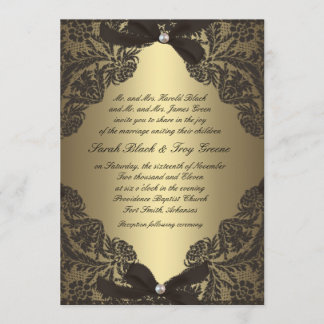 Gold und schwarze Spitzehochzeitseinladung Einladung