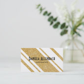 Gold und schwarze Streifen | Diagonal Visitenkarte (Stehend Vorderseite)