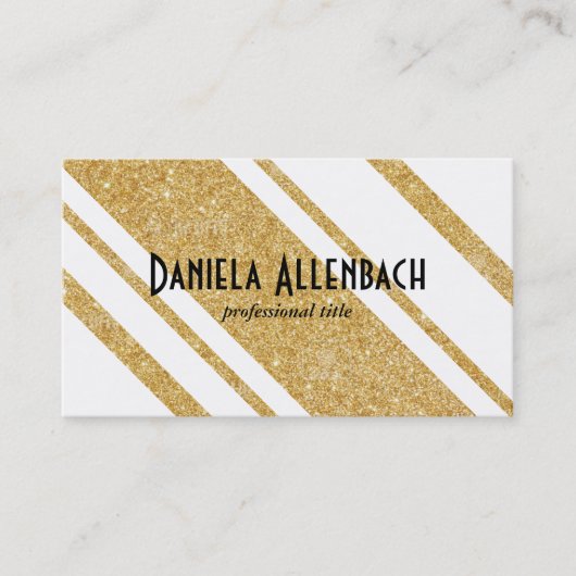 Gold und schwarze Streifen | Diagonal Visitenkarte (Vorderseite)
