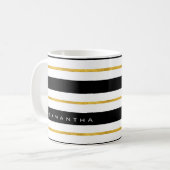 Gold und schwarze Streifen Kaffeetasse (Vorderseite Links)