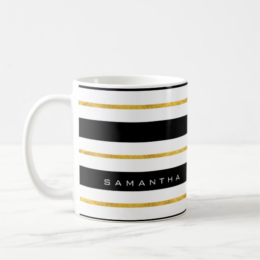 Gold und schwarze Streifen Kaffeetasse (Links)