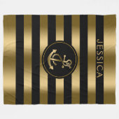 Gold und schwarze Streifen mit goldenem, nautische Fleecedecke (Vorderseite (Horizontal))