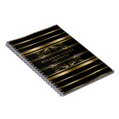 Gold und schwarze Streifen mit goldfarbener Spitze Notizblock (Rechte Seite)