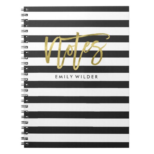 Gold und schwarze Streifen | Notizbuch Notizblock (Vorderseite)
