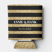 Gold und schwarze Streifen - Save the Date Dosenkühler (Rückseite)