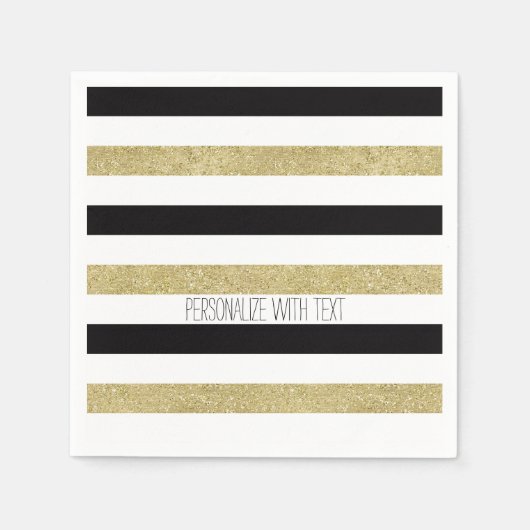 Gold und schwarze Streifen Serviette (Vorderseite)