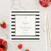 Gold und schwarze Streifen Taufe Christening Serviette (Beispiel)