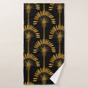 Gold und schwarze Tapeten mit Blumenmuster Badehandtuch