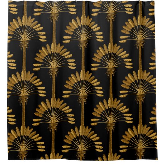 Gold und schwarze Tapeten mit Blumenmuster Duschvorhang (Vorderseite)