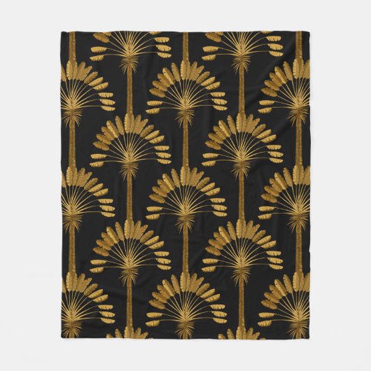 Gold und schwarze Tapeten mit Blumenmuster Fleecedecke (Vorderseite)