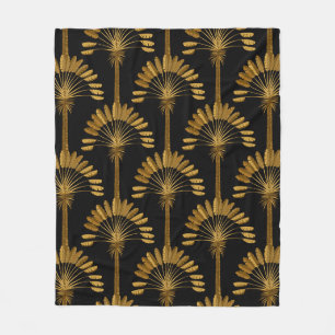 Gold und schwarze Tapeten mit Blumenmuster Fleecedecke