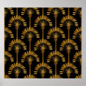 Gold und schwarze Tapeten mit Blumenmuster Poster (Vorne)
