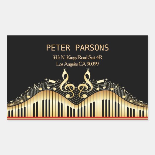 Gold und schwarze Tastatur und klangliche Klemme Rechteckiger Aufkleber (Vorderseite)