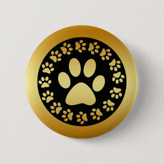 GOLD UND SCHWARZE TATZEN-DRUCKE BUTTON