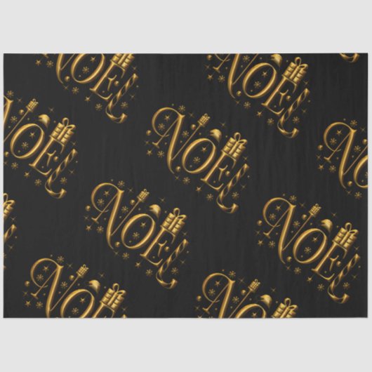 Gold und Schwarze Weihnachten Seidenpapier (Vorderseite)