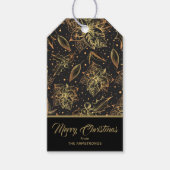 Gold und Schwarze Weihnachtsblumen Geschenkanhänger (Vorderseite)