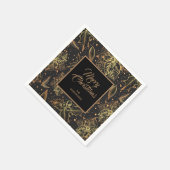 Gold und Schwarze Weihnachtsblumen Serviette (Ecke)