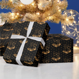 Gold und schwarze Weihnachtsglocken Geschenkpapier
