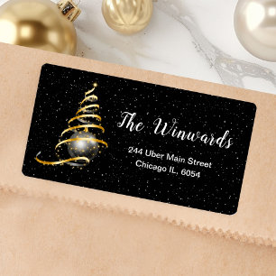 Gold und Schwarze Weihnachtsschmuck Adressaufkleber