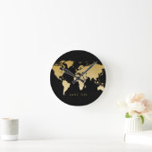 Gold und Schwarze Weltkarte Globe Zeit zum Go Runde Wanduhr (Zuhause)