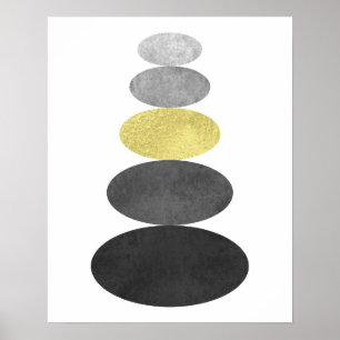 Gold und schwarze Zenkieselkunst drucken modernes Poster
