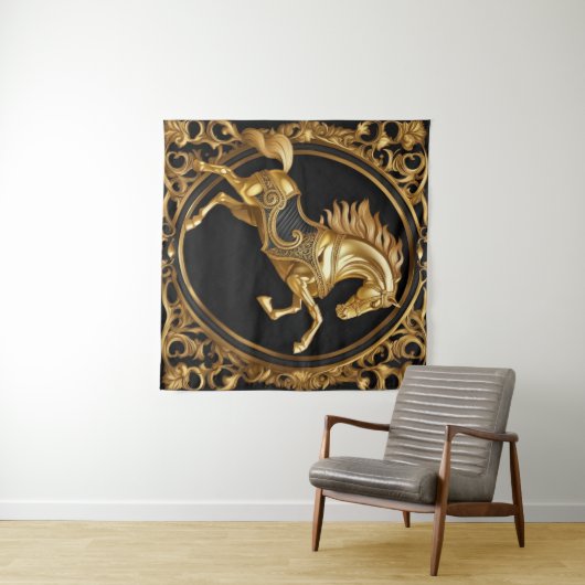 Gold und schwarze Zierrahmen Wandteppich (Beispiel (Horizontal))