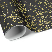 Gold und schwarzer Confetti Geschenkpapier (Rolleneckpunkt)