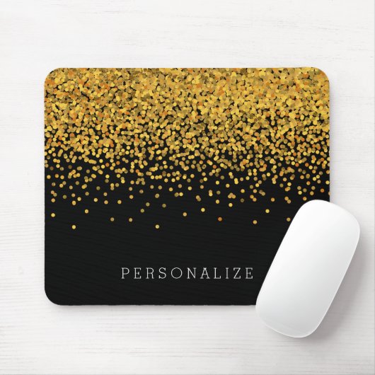 Gold und schwarzer Confetti Mousepad (Mit Mouse)