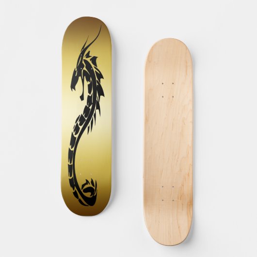 GOLD UND SCHWARZER DRACHE-ENTWURF SKATEBOARD (Vorderseite)