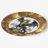 Gold und Schwarzer Drache mit drachenskalierbaren  Pappteller (Schrägansicht)