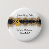 Gold- und schwarzer Friseursalon Button (Vorderseite)