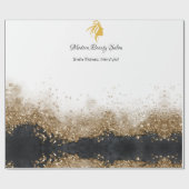 Gold- und schwarzer Friseursalon Geschenkpapier (Flach)