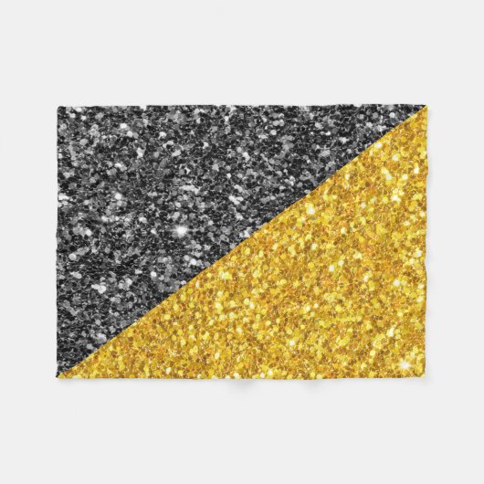 Gold und Schwarzer Glitzer Fleecedecke (Vorderseite (Horizontal))