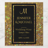 Gold und Schwarzer Glitzer Look Weinetikett (Einzelnes Label)