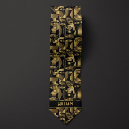 Gold und Schwarzer Kubismus Krawatte
