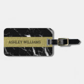 Gold und schwarzer Marmor Gepäckanhänger (Vorderseite horizontal)