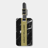 Gold und schwarzer Marmor Gepäckanhänger (Vorderseite vertikal)
