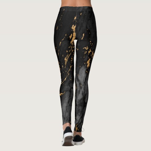 Gold und schwarzer Marmor Leggings (Rückseite)