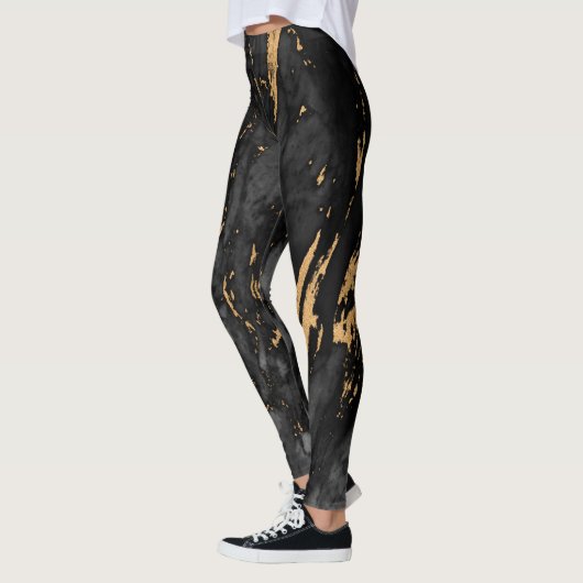 Gold und schwarzer Marmor Leggings (Links)