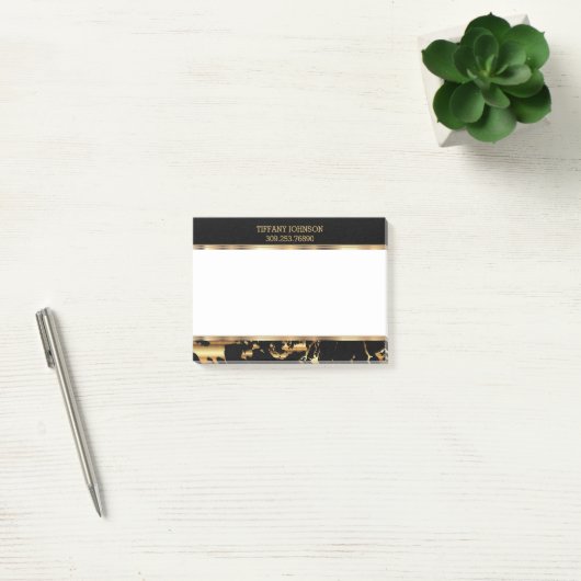 Gold und schwarzer Marmor Post-it Klebezettel (Büro)