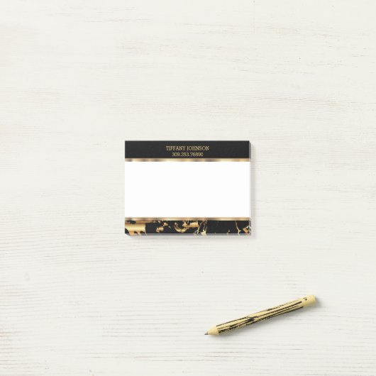 Gold und schwarzer Marmor Post-it Klebezettel (Auf Schreibtisch)