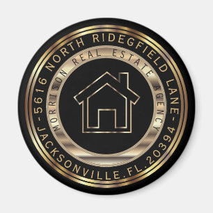 Gold und schwarzer MetallGrundstücksmakler-Entwur Magnet