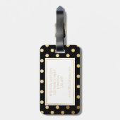 Gold und schwarzer Tupfen-Gepäckanhänger Gepäckanhänger (Rückseite vertikal)